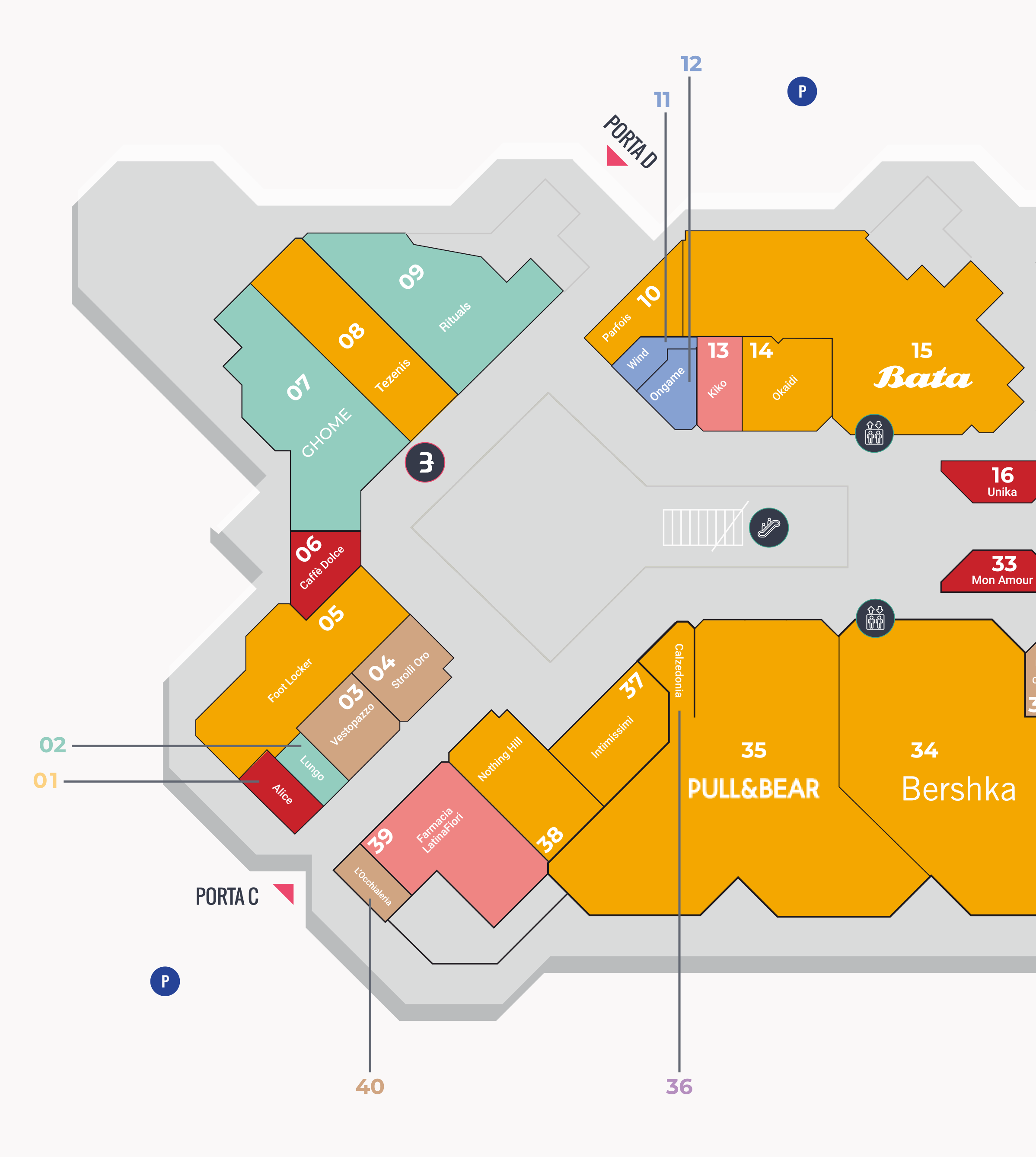 immagine mappa della posizione nel centro commerciale